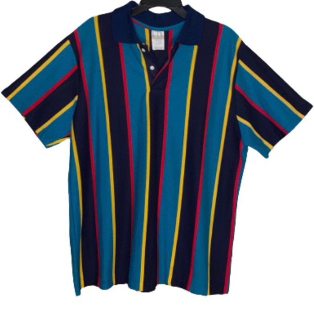xl UTY Vintage multi striped short sleeve polo shirt